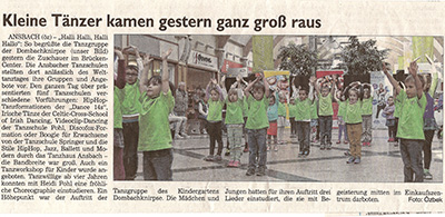 Zeitungsartikel vom 30.04.2015 Tag des Tanzes im Brückencenter mit Tanzschule Pohl